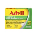 Advil Alergie şi congestie comprimate de relief, durere Reliever, Reductor de febră şi alergie Relief cu Ibuprofen, Fenilephrine HCl şi Chlorfeniramină Maleat 4 mg - 20 comprimate filmate