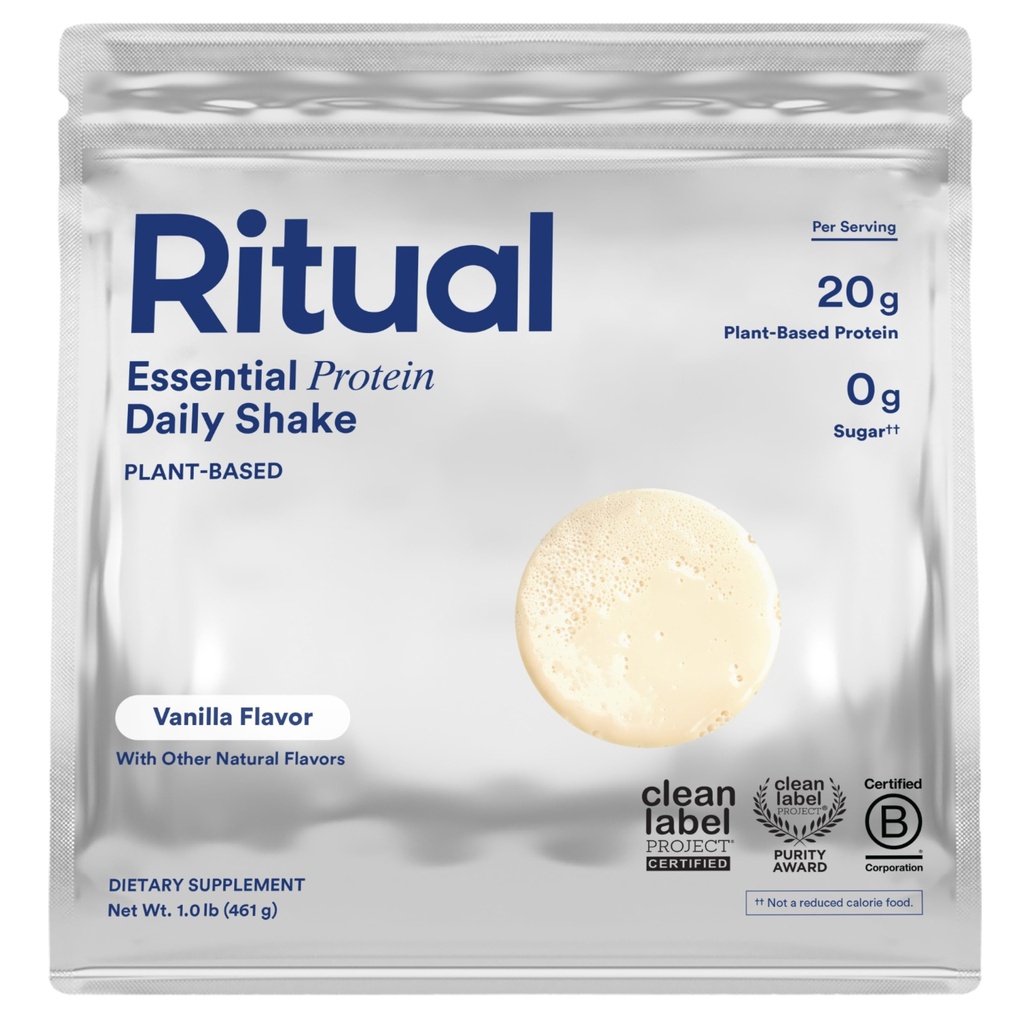 Ritual Vegan Praf de proteine cu BCAA: 20g Organic Pea Plantat-Based Proteina de la Ferme Regenerative din Statele Unite ale Americii, Complete Amino Acid Profile, Gluten gratuit, Zahăr gratuit, Dairy Free, Vanilla, 1 Lbs