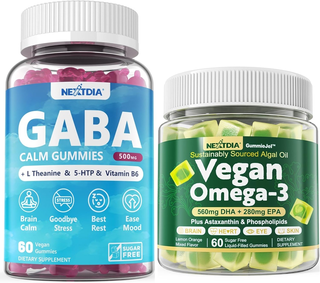 Vegan Omega 3 Gume 1 Pack+ GABA Gume de zahăr gratuit 2 ambalaj