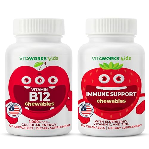 Copii Vitamina B12 Masticabile + Elderberry + Zinc + Chewables Bundle