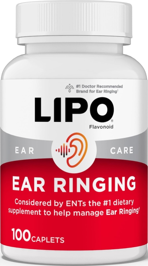 Lipo-Flavonoid Plus Tinitus Relief - doctor-Recomandat pentru urechi inelare - clinic-Proven Lemon Bioflavonoid Complex cu vitamine C, B1, B2, B6, B12, & Calciu - 100 Caplete