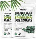 Premium Organic CHLORELLA / SPIRULINA 1000 comprimate (50/50) Kosher, Vegan - Green Algae Superfood, Cracked Cell Wall, Clorofill, High in Proteine & Iron, fara aditivi, sau umpleri 8.75 Oz (2 ambalaj)