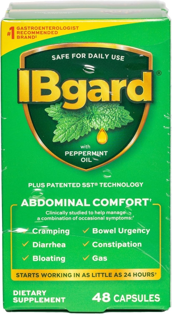IBgard Gut Health Supliment, capsule de ulei de mentă pentru confort abdominal, 96 capsule