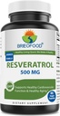Brieofood Resveratrol 500mg - Supliment antioxidant natural pentru sanatatea sistemului cardiovascular si imun - 60 Capsule vegetale