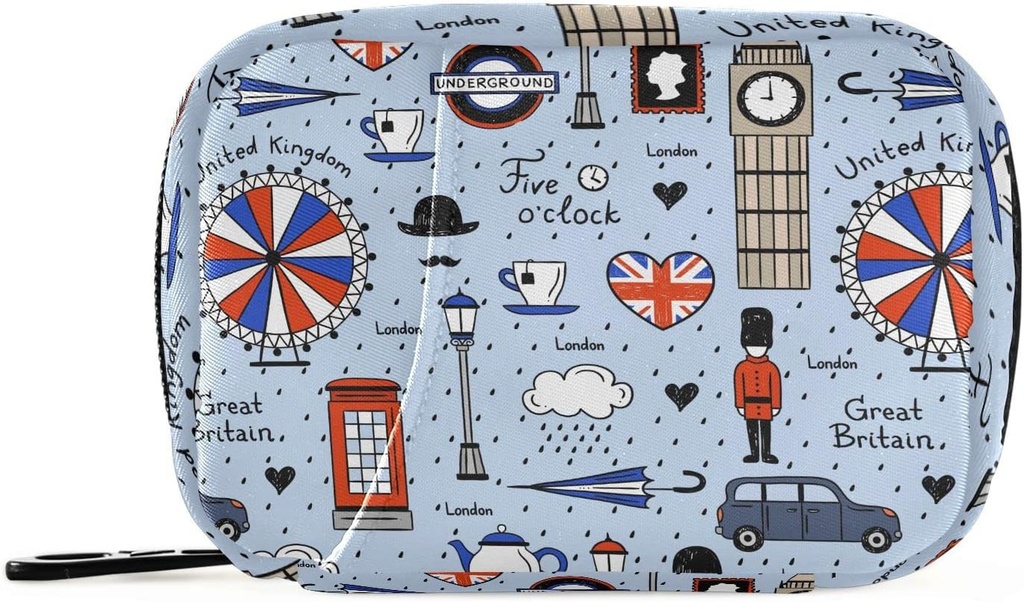 London Retro Print Pill Box 7 zile Pill Case Travel Pill Organizator sac cu Zipper Portable Weekly Vitamina Medicina Holder Pouch Bag