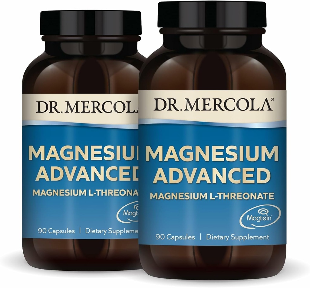 Dr. Mercola Magneziu avansat, 2-pack (90 capsule fiecare), Supliment alimentar, magneziu L-Treonat, non-GMO