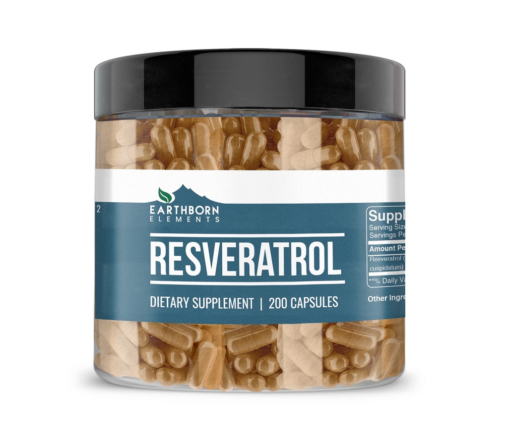 Elemente earthborn Resveratrol 200 capsule, pur și nediluat, fără aditivi