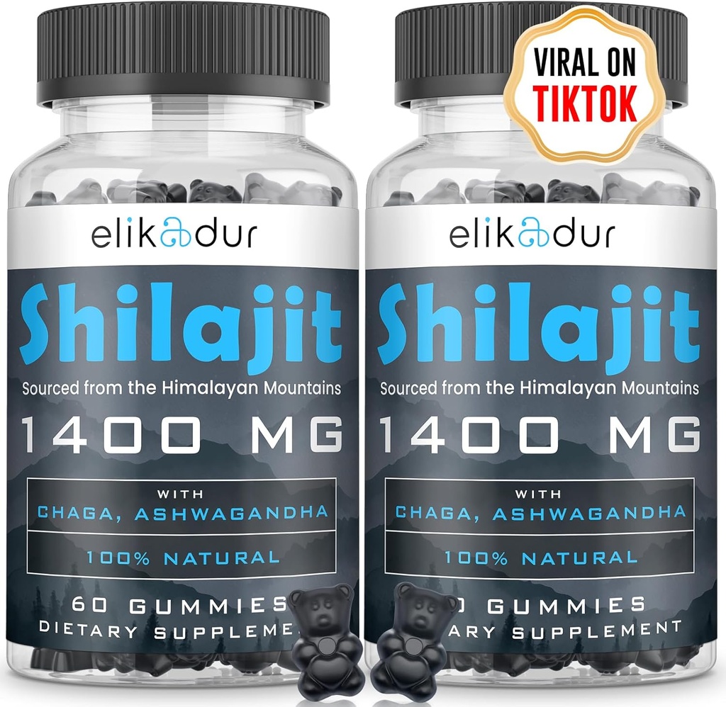 84.000 MG Gume organice Shilajit cu 85+ Minerale Trace, Acid fulvin, Shilajit pentru bărbaţi şi femei, Energie şi suport imunitar, Grad de aur potenţial ridicat, Sugar-Free, Vegan, 100% Natural 120 Gume