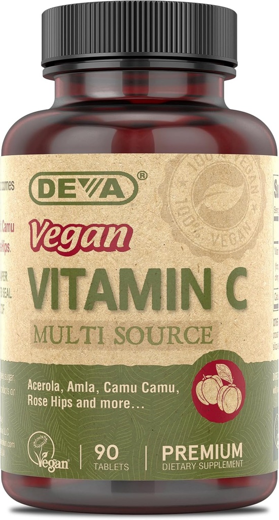 DEVA Vitamine Vegane - Vegan Food based Premium Vitamina C - Multisource - Non-GMO - 90 comprimate
