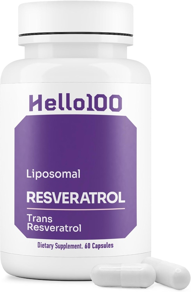 Supliment Liposomal Trans Resveratrol de înaltă puritate - Fiecare capsulă de 250 mg depășește 98% Puritatea suplimentului Resveratrol organic - Resveratrol lipozomal antioxidant, Vegan - 60 capsule