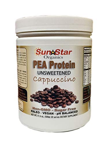 Pudră de proteine din mazăre - Neîndulcită - Cappuccino cu pulbere de cafea și extract de vanilie, Soy Free, Non-GMO 17,6 oz