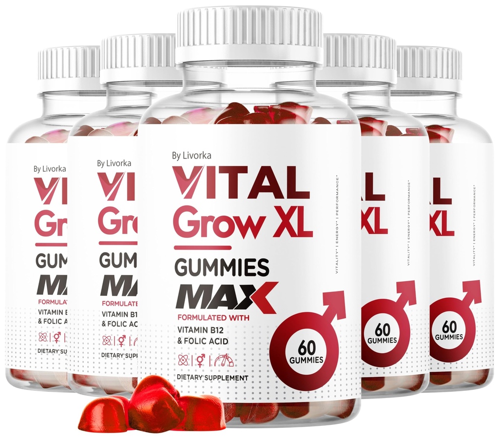 (5 Pachet) Vital Gummie XL Masculin - Men's Performance Gummies 1050MG Vital GrowXL Blend, Vital Glummy Formula avansată de creștere, 300 Gummies pentru 5 luni