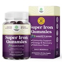 Gume de fier de putere suplimentara pentru femei si barbati - Pottent 45mg per Servire supliment masticabil pentru femei si barbati cu vitamina C pentru absorbtie mai mare - Vegan zilnic Guma de fier nu aroma artificiala