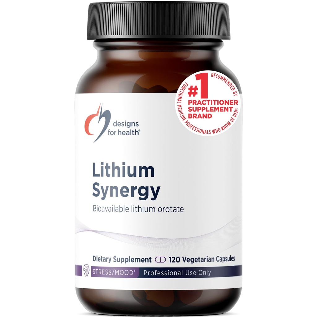 Design-uri pentru Sinergia Litiu - 5mg Litiu Orotat cu TMG + B12 Methylcobalamină - Mood Biodisponibil + Supliment de suport pentru metilizare, Non-GMO + Vegetarian (120 capsule)