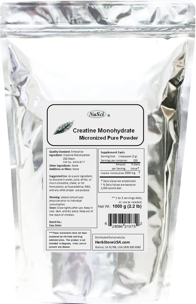 Pură Creatină Monohidrat Pulbere micronizată (1000 Grams (2,2 lb))