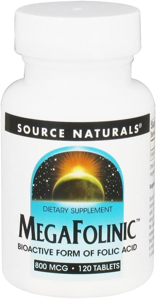 Sursa Naturale MegaFolinic 800mcg Bioactive Acid folic, Brain & Cell Health - 120 comprimate