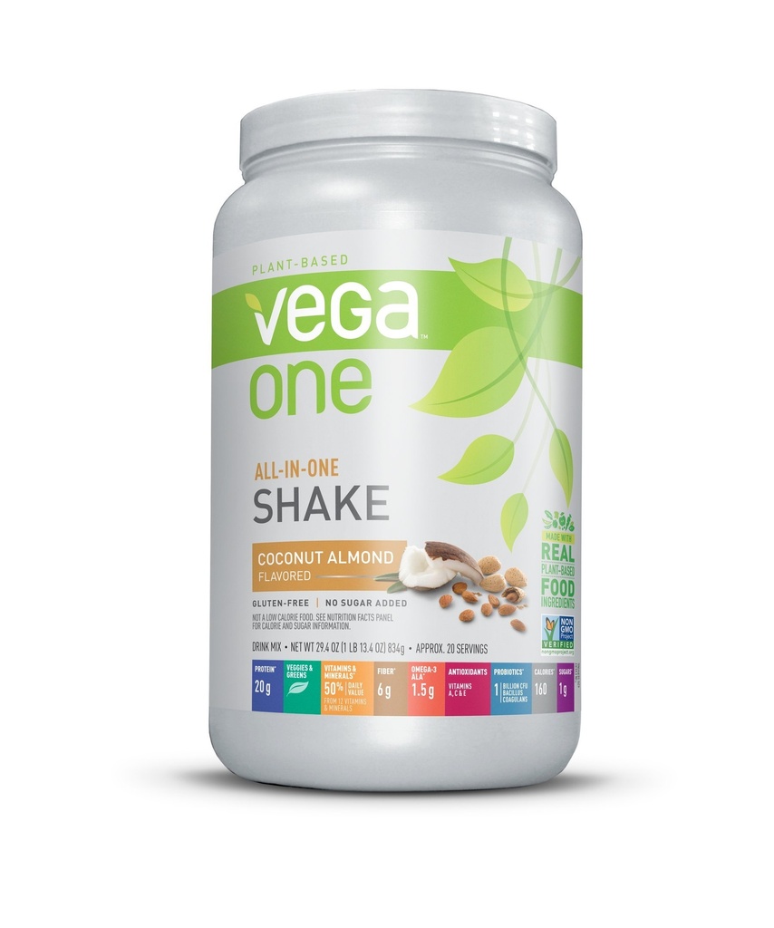 Vega One All-In-One Nutrition Shake Coconut Almond (20 porţii) - Plant based Proteine Powder, Non Dairy, Gluten Free, Non OMG, 29.4 Ounce (Pachet de 1)