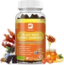 Black Seed Oil Sea Moss Gummies cu Ashwagandha, Brodock Root, Linden Honey, Elderberry, Turmeric, Vitamina C, D3 & Zinc - Sprijină imunitatea, articulații, Digestion, Hair & Skin, Vegan Gummies 60 Counts