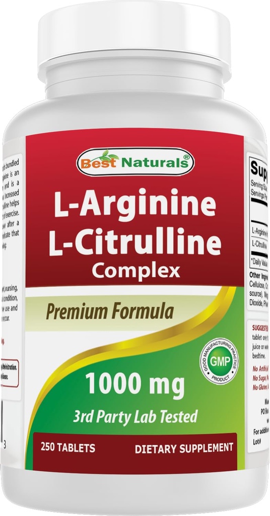 Cele mai bune Naturale L-Arginine L-Citruline comprimate complexe, 250 conte