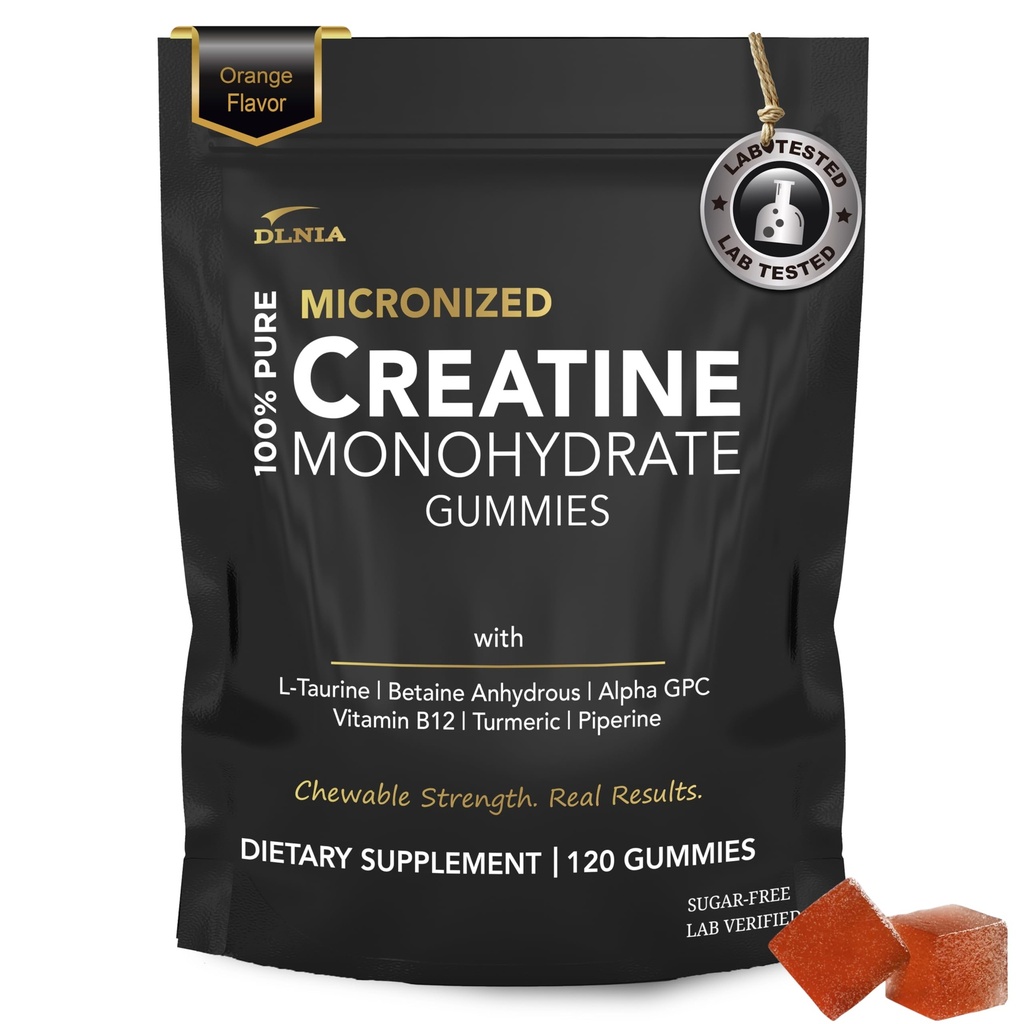 Creatine Monohidrat Gummes pentru bărbaţi şi femei - Sugar Free & Vegan Advanced Formula W/L-Taurină + Vitamina B12 - pentru forţa musculară, musculare Constructor, Recuperare, Boost de energie, Pre-Garning Supliment