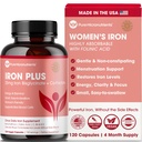 Supliment de fier pentru femei - Blând Chelate fier Bisglicinat 25mg cu vitamina C, B6, B12 Folic Acid 
