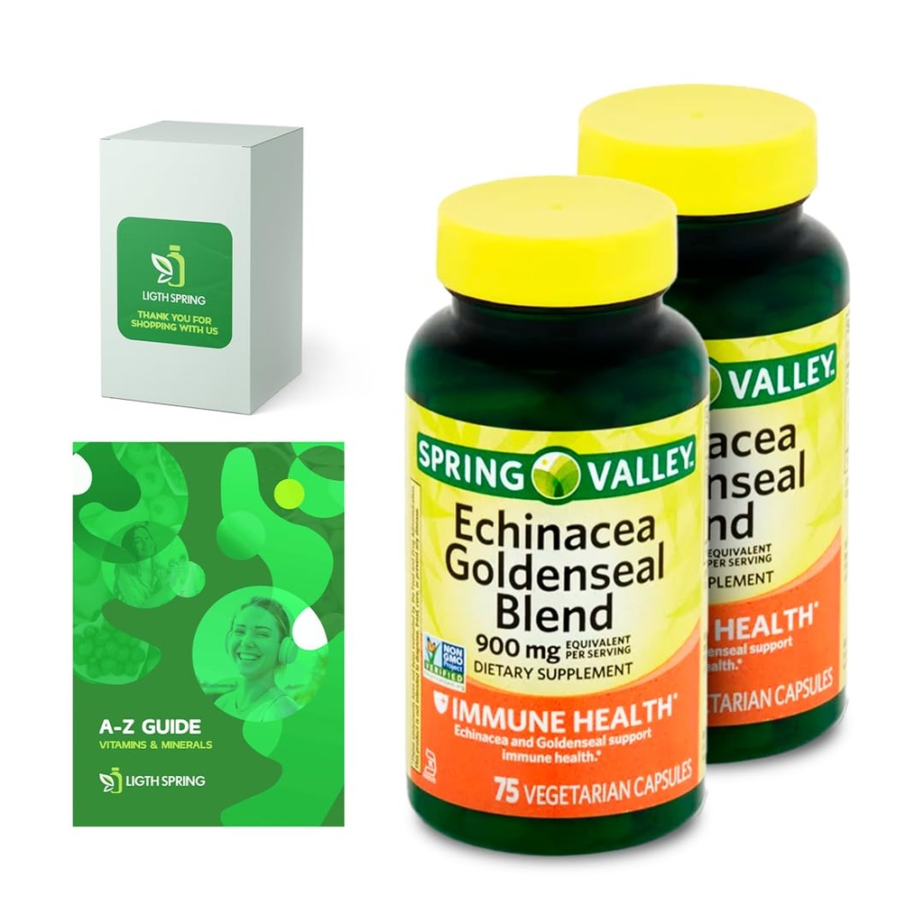 Echinacea Goldenseal Blend Supliment alimentar, 900 mg, 75 Ct Bundle cu vitamine exclusive & Minerale A la Z - mai bine Ligth &Spring Guide@ (3 elemente)