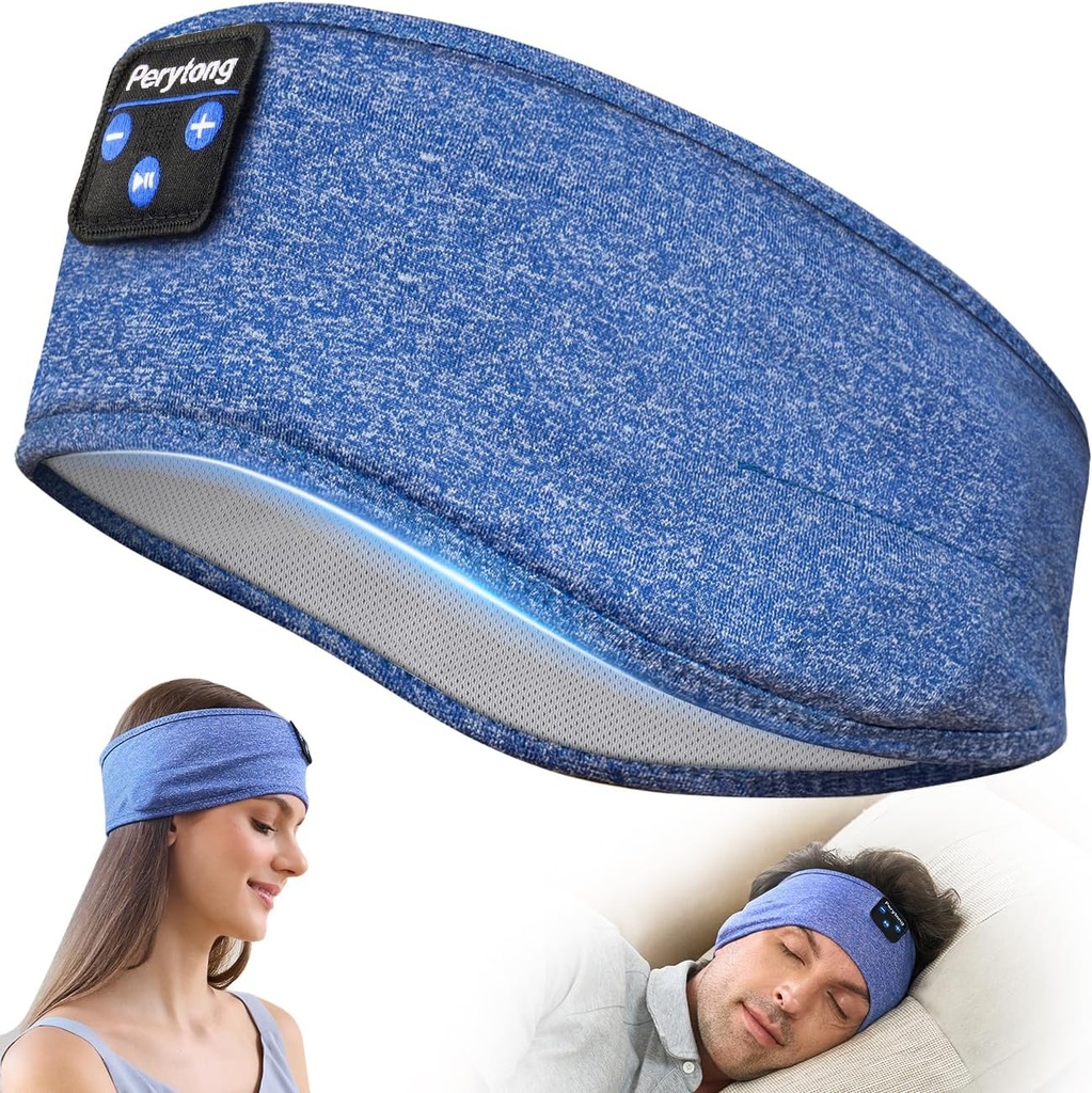 Căști Perytong Bluetooth, Căști de somn Bluetooth pentru Side Sleepers - Bandă de dormit cu difuzor subțire Microfon Idei de cadou fără mâini pentru femei Bărbaţi