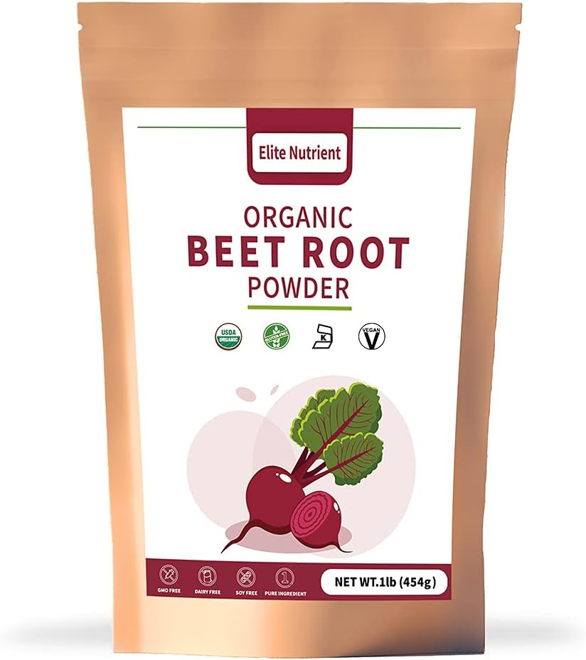 Pudră organică rădăcină de sfeclă, non-GMO, gluten gratuit, Superfood Vegan, Booster oxid de azot, Creșterea rezistență și îmbunătățirea performanței de exercițiu (16 oz.)