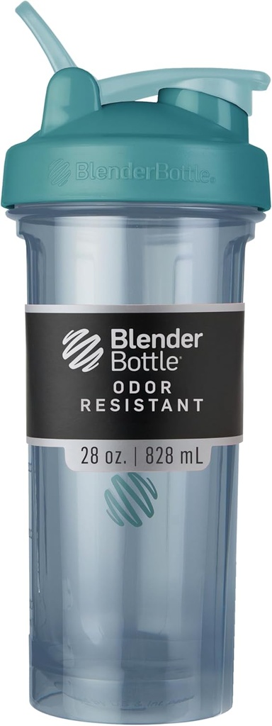 BlenderBottle Shaker Sticle Pro Series Perfect pentru Shake-uri de proteine și antrenament pre, 28-Ounce, Cerulean Blue