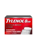 Tylenol 8 oră Acetaminofen 650 mg Extended Release Caplets, Fast Acting Bi-Layer Design, Quick & Long During Pain Relief pentru mușchi, articulații, Back & Artrite Aches, Fever Reductor, 100 Conte