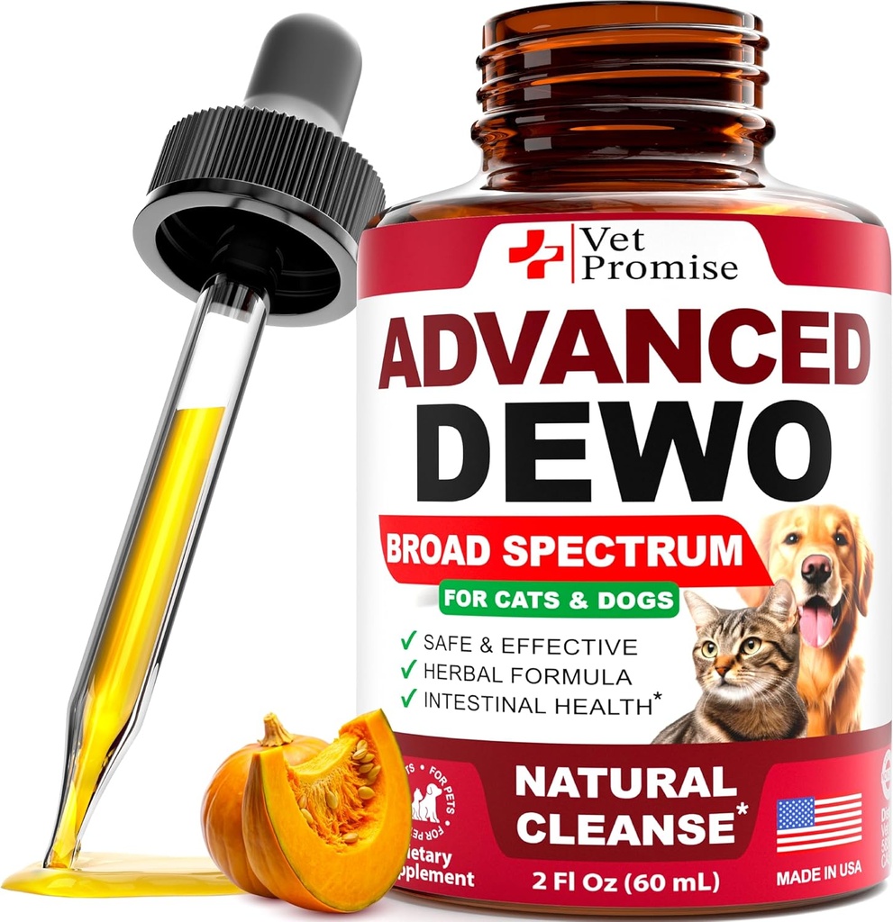 Natural Cat & Dog Intestinal Defense - Herbal Broad Spectrum Cleanser - Helps Elimina Parazite & Toxine - supliment de medicamente lichide pentru căței și pisici - UTI suport - Made in USA