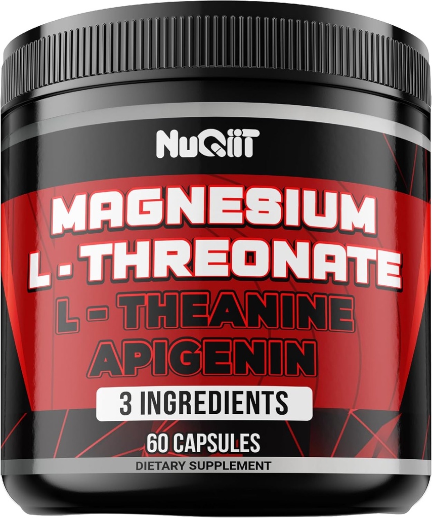 Magneziu L-Treonat, L-Teanină, Apigenin Supliment - 60 Capsule - Beneficii impresionante pentru concentrare, Minte confortabilă și sănătate a creierului - 10% Magneziu elementar