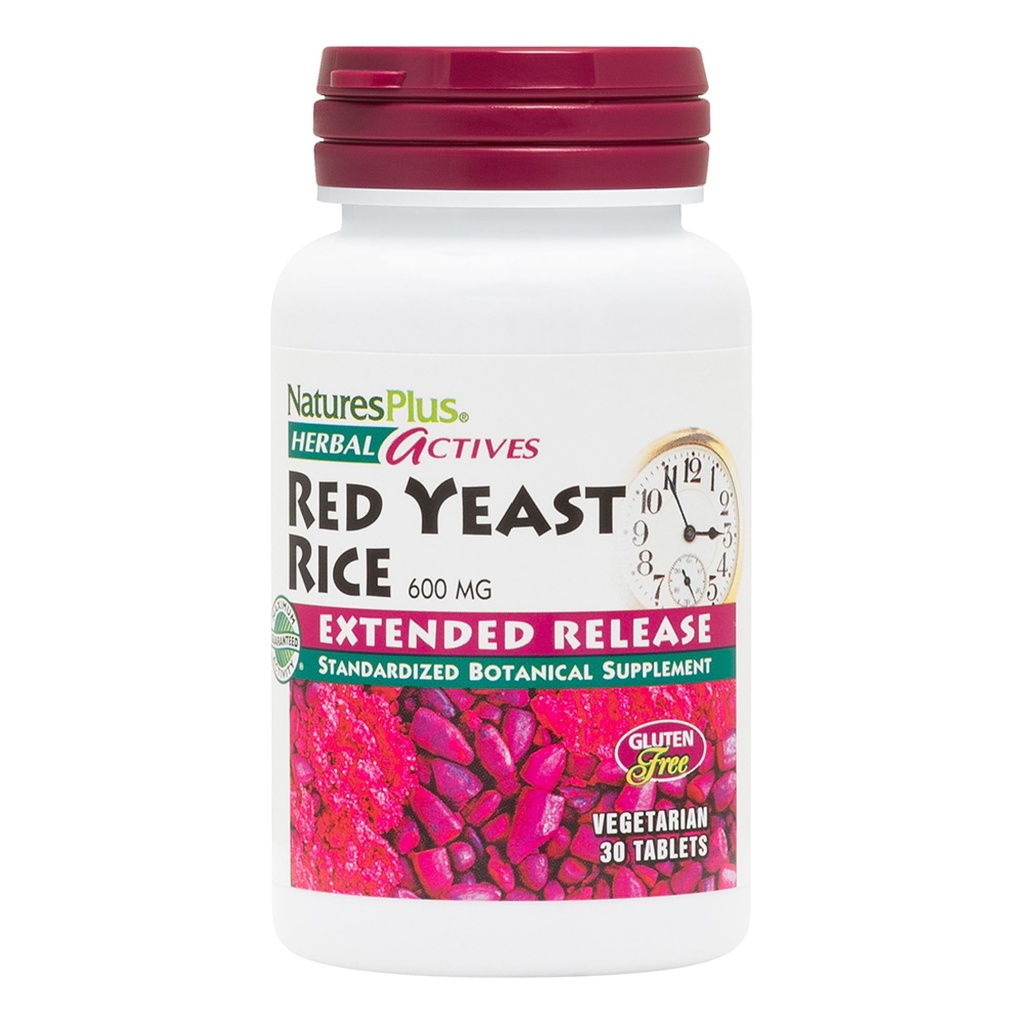 Naturas Plus Herbal Active Red Yeast Rice, Extended Release - 600mg, 30 Vegan comprimate - Supliment vegetal - Vegetarian, Gluten-Free - 30 Servings