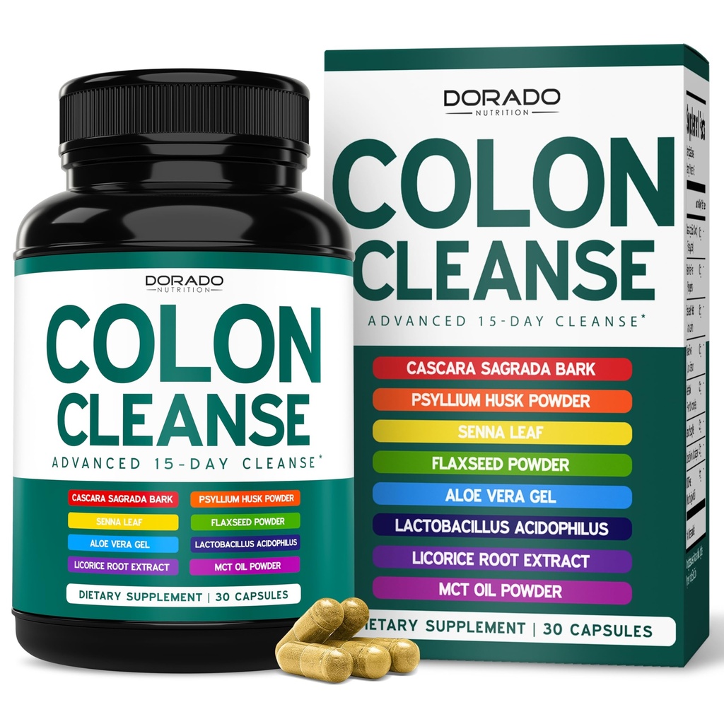 Colon Cleanse & Detox 15 Day Gut Cleanse (30 Count) Intestinal Cleanse Pilule & Probiotic pentru Laxative Gentle & Bowel Relief pentru Stomac Blooting - a treia parte testat, Vegan, Non-GMO - Made in USA