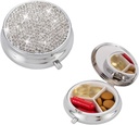 Bling Pill Box, 3 Compartment Medicine Pill Case Holder, Bling Crystal Rhinestones Periculos Pilula de buzunar ound Medicina Organizator pentru Vitamina / uleiuri de pește / Supliment. (Silver)