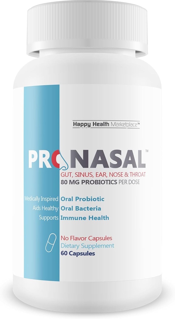 Pro Nasal - cel mai bun supliment de suport sinusal - Probiotice nas ureche - Sinus probiotic pentru suport sinus natural - Probiotice orale pentru respirație gură rău - Probiotic gură uscată - Sinus probiotic