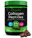 Orgain Hidrolized Colagen Peptides pulbere pentru femei si barbati, Ciocolata, 20g Grass Fed Colagen - par, piele, unghie, & Supliment de suport comun, Paleo & Keto, Non-GMO, Tip I si III, 1lb