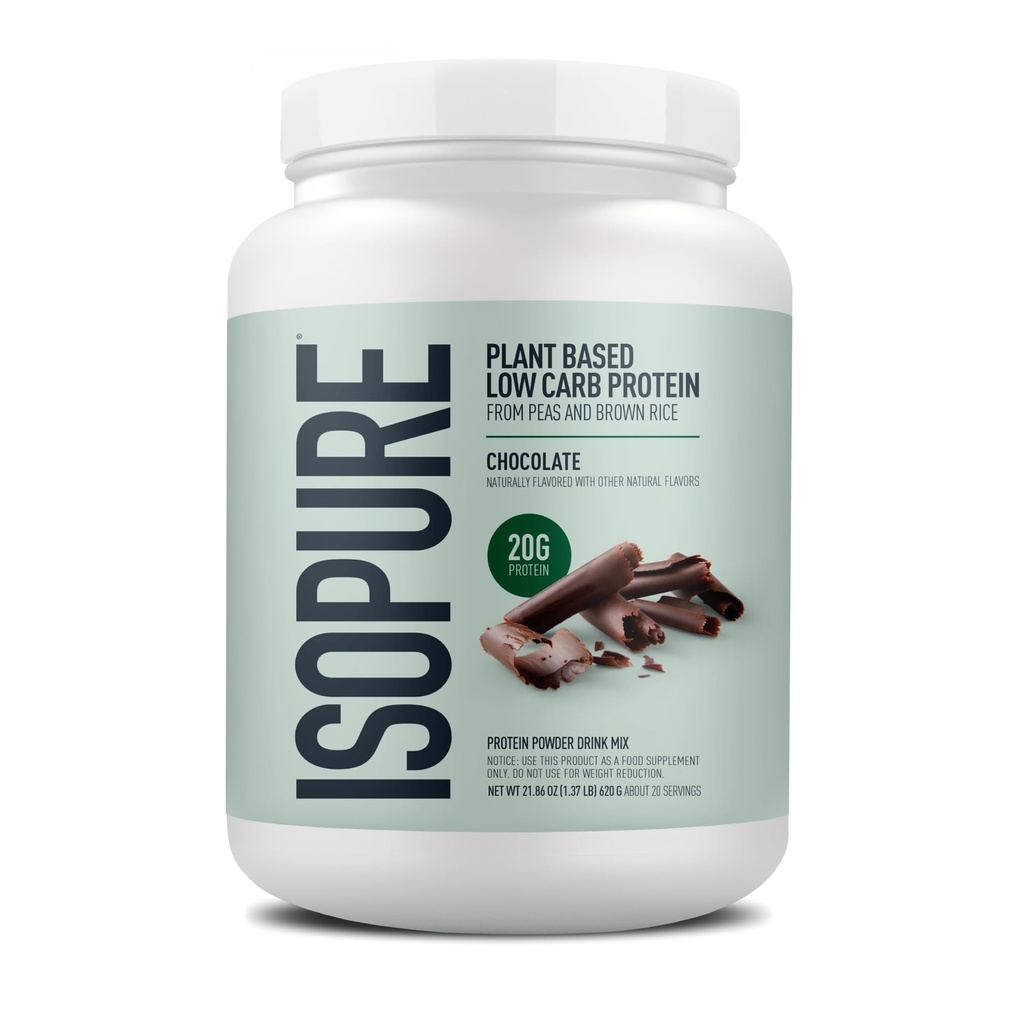 Isopure pe bază de plante de proteine pulbere, Lactoză gratuit, gluten gratuit, cu fier, ciocolată, 20g de plante proteine per servire, 1.37 Lbs, 20 Serviri