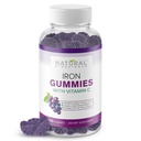 Gumiile de fier cu vitamina C - Suplimentul de deficit de fier pentru adulți și copii, Chesabil, Suportul celulelor roșii din sânge, Energie, Funcția imună, Sănătatea creierului, Absorbție Max, 120 Gume Vegane