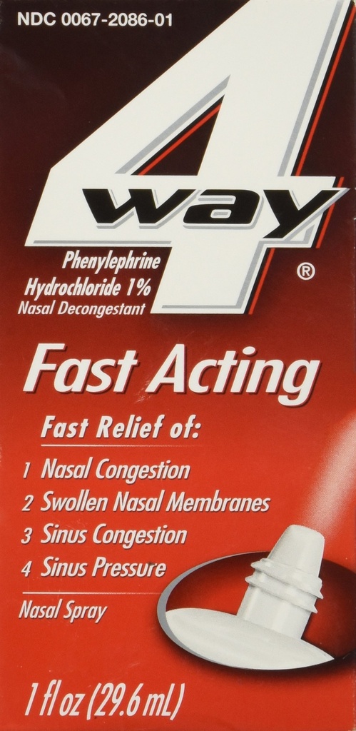 4Way Rapid Acting Nasal Spray pentru adulți și copii 12+, Sinus Congestion Relief și Nasal Congestion Spray Nasal - 1 Fl Oz Spray flacon
