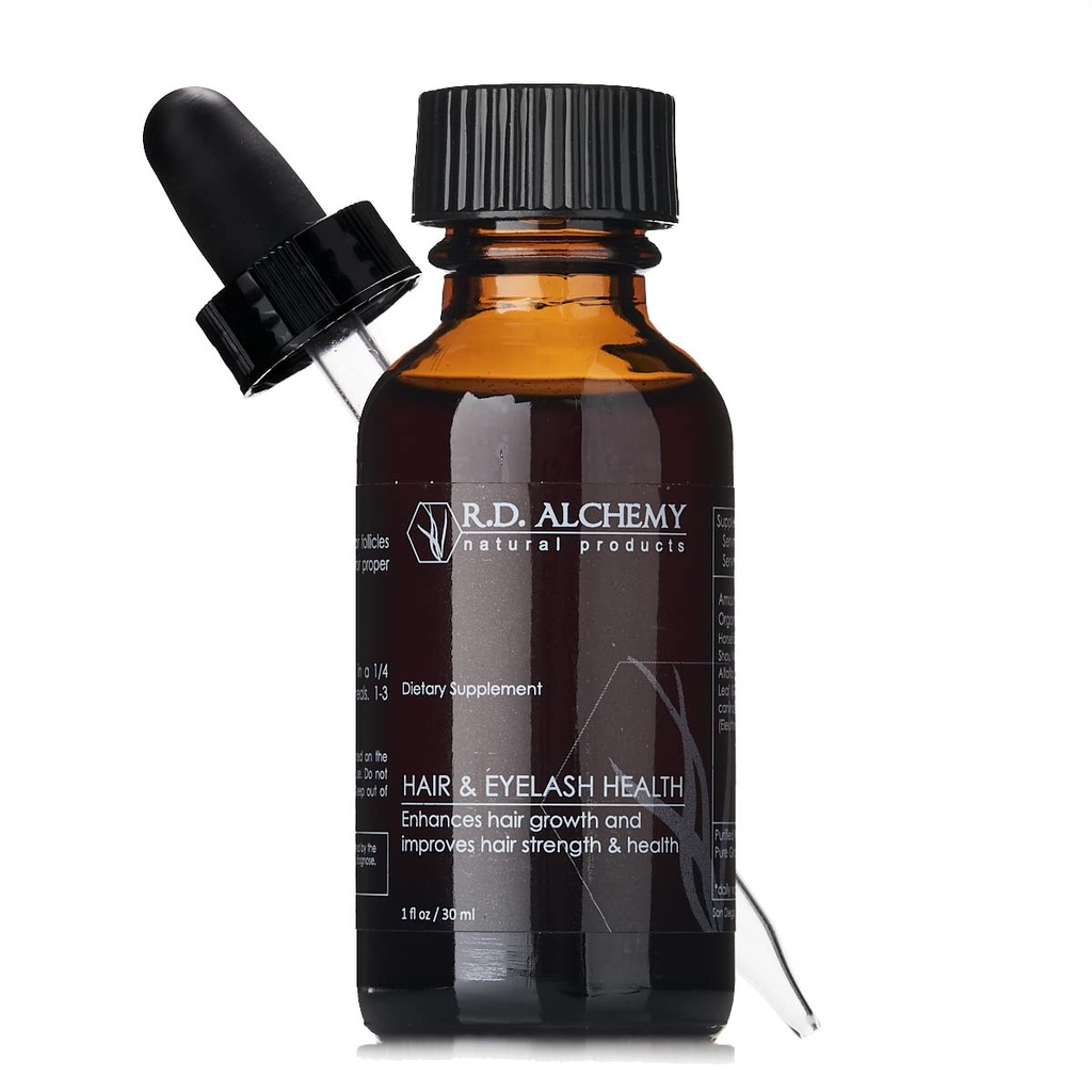 RD Alchemy - 100% Natural & Organic Hair Health & Eye Lash Extract - Îmbunătățește creșterea părului, Sănătate, și Shine în timp ce reducerea Split Ends, Greying, și pierderea părului - Lungime ochi Lashes