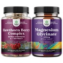 Naturas Craft Bundle de extra Putere Capsulele de Berry Hawthorn - Extract Digestie si inima sanatate Supliment si pur magneziu Glycinate 400mg Per Servire pentru somn si relaxare