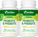 Probiotice pentru femei - 300 miliarde CFU, 24 tulpini Probiotic+15 plante organice Prebiotice Blend, Pre si Probiotice, pentru sanatate digestiva, imun si guta, diaree, balonare, Vegan, 4 luni de aprovizionare