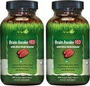 Irwin Naturals Brain Awake RED cu oxid de azot Booster - 60 lichid Soft-Gels, Pachet de 2 - Suport Brain Health & Optimize Performance - 40 Total serviri