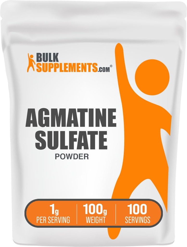 BulkSupplements.com Agmatine Sulfate pulbere - Nitricoxid suplimentar, Pre Workout pulbere - Neflavorat & Gluten gratuit, 1g per Serving, 100g (3.5 oz) (Pachet de 1)
