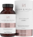Hush & Hush SkinCapsuleTM Clear+, Suplimentul de îngrijire a pielii, Vegan, Tratamentul acnee pentru fata, Suplimente curat nutraceutice care conține vitamina A, Turmeric, Root Dandelion, Zinc - 60 capsule