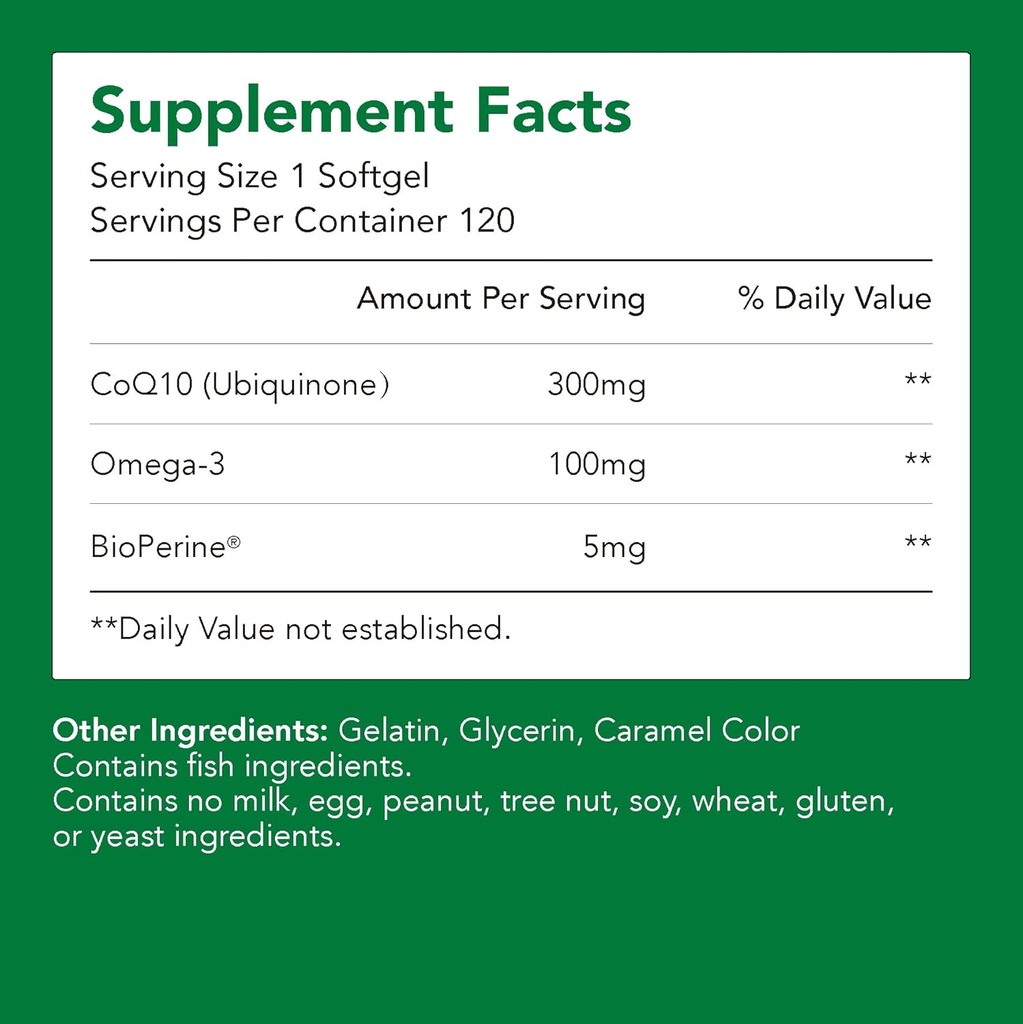 Suplimente, Ubichinonă CoQ10 (Coenzima Q10) 300 mg, BioPerine (5mg) 