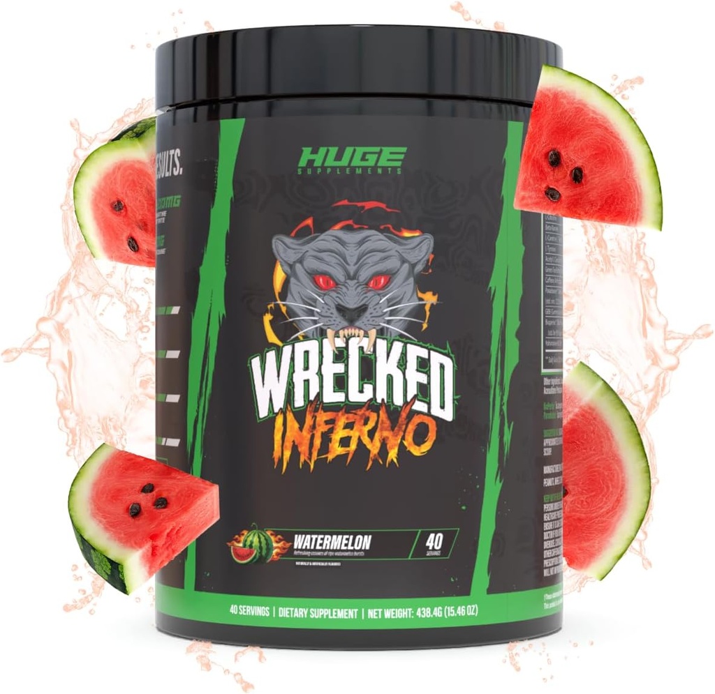 Wrecked Inferno - Thermogenic Pre Workout For Men & Women, Increase Energy, Boost Thermogenesis & Metabolism, Enhance Exercise Performance - Contains L-Citrulline, L-Carnitine, Beta-Alanine & More
