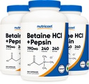 Nutricost Betaine HCl + Pepsin 790 mg, 240 capsule, 3 flacoane (720 capsule)
