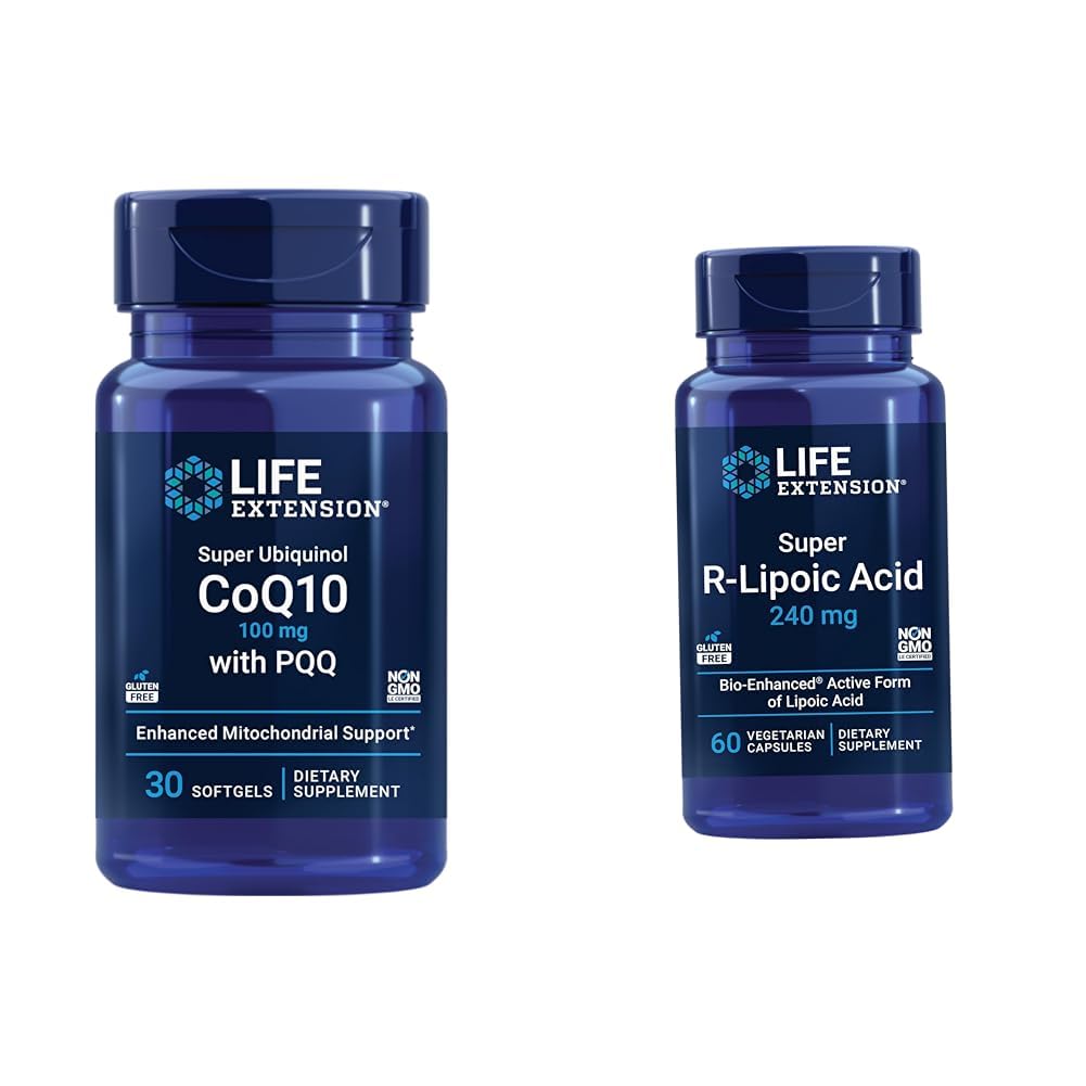 Extensie de viață Super Ubichinol CoQ10 cu PQQ, CoQ10, PQQ, shilaj, Heart Health & Super R-Lipoic Acid 